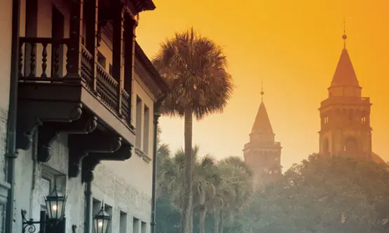 Our Location 5 Fog reveals the Government House and one of Flagler College's towers