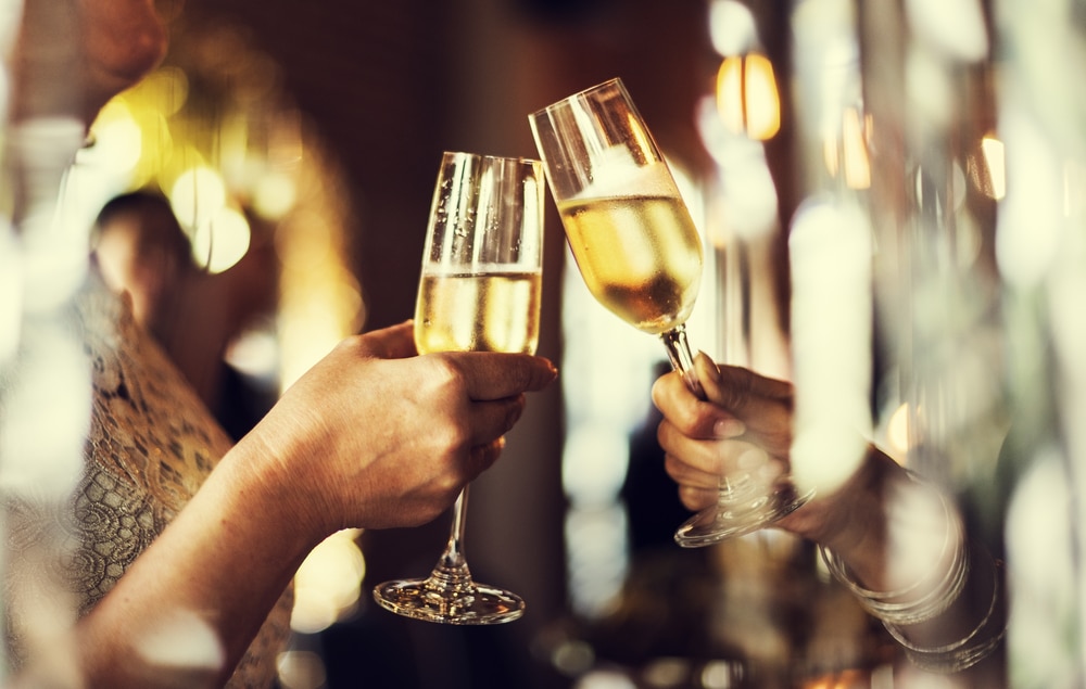 Winter in Florida, couple enjoying a glass of Champagne