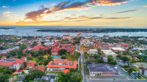 Things to do in Downtown St. Augustine, aerial photo of the downtown area of St. Augustine Florida