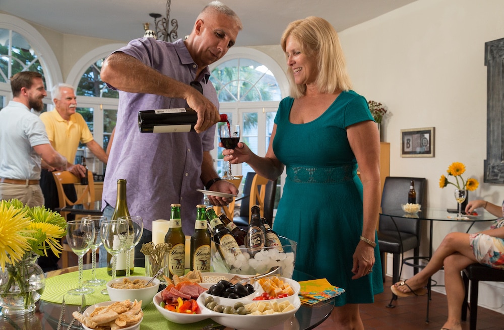 San Sebastian Winery, photo of a couple staying at our St. Augustine Bed and Breakfast at social hour