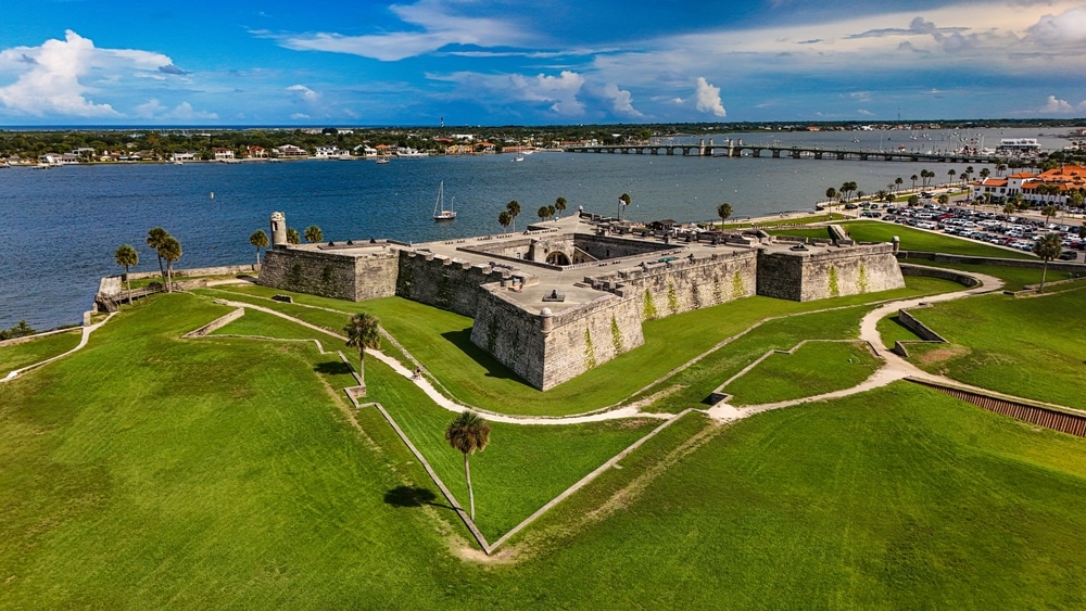 Aerial View of the grounds at the Castillo de San Marcos in St. Augustine