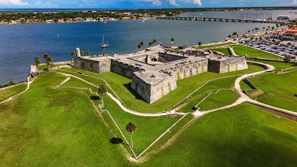 Unforgettable Walking Tour of Historic St. Augustine 5 See the Castillo de Marcos National Monument in historic St. Augustine. Aerial view of the fort.